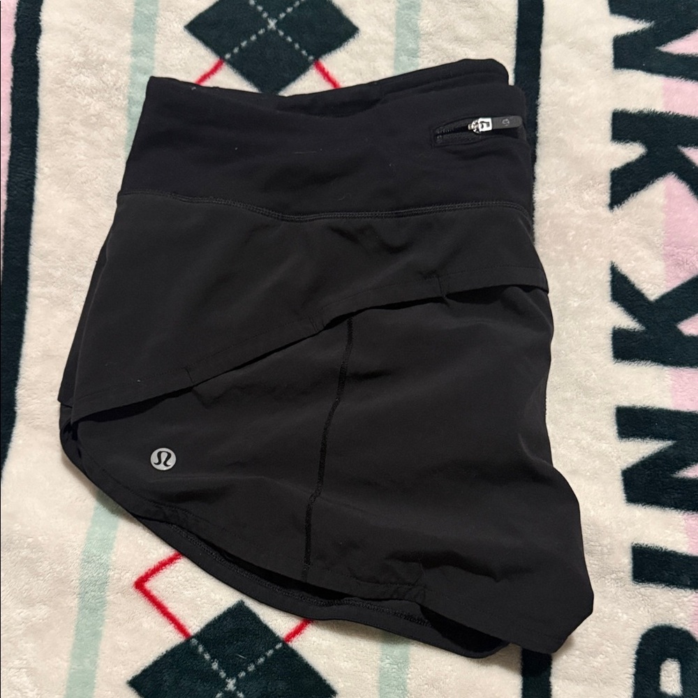 lululemon athletica Black Athletic Skort with Zip Pocket